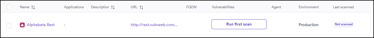Targets page with new target