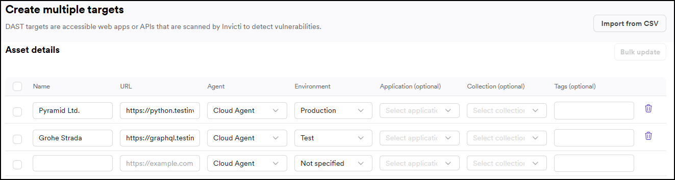 Add multiple targets details