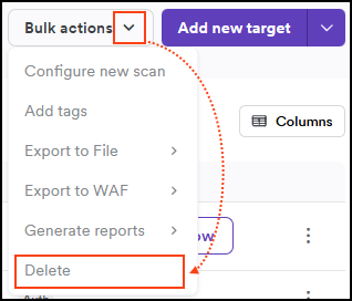 Bulk delete targets button.