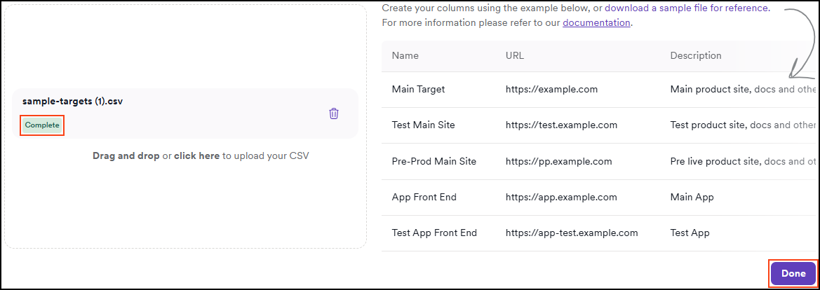 CSV upload successful.