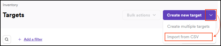 Import from CSV button.