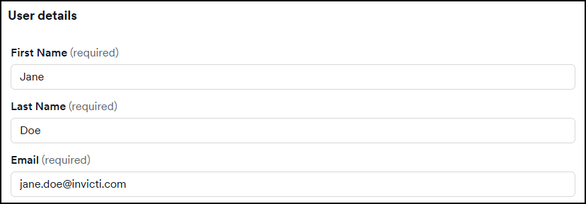 Add user name, last name, and email
