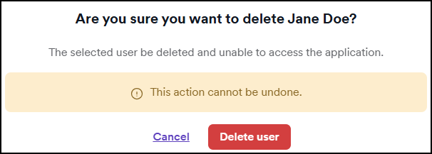 Confirmation dialog for user action
