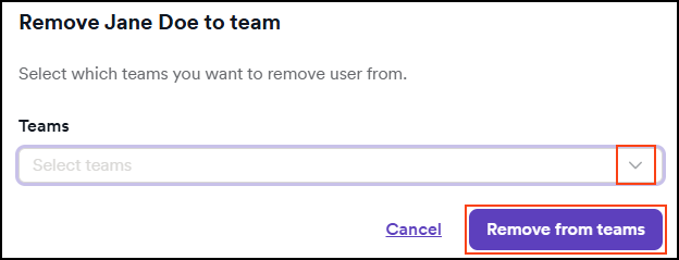 Dialog to remove user from teams