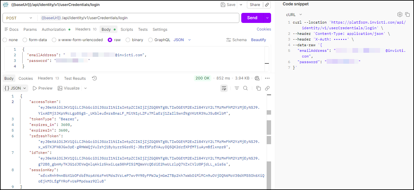 Authenticate with your email and password that you use for Invicti Platform.