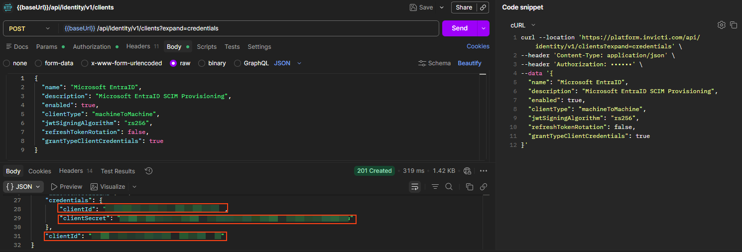 Create client registration for Entra ID.