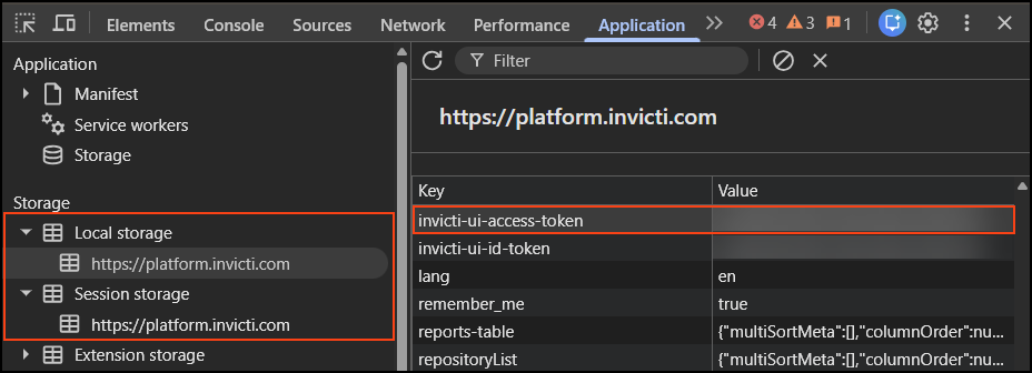 Invicti UI access token