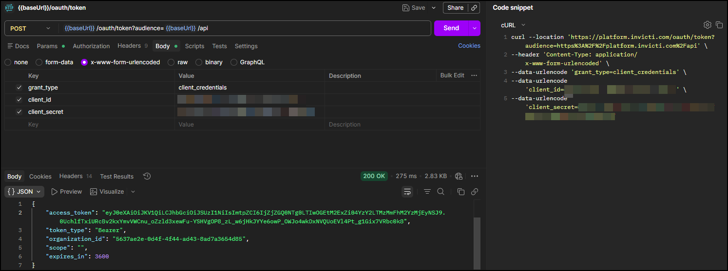 Get a bearer token for the next steps.