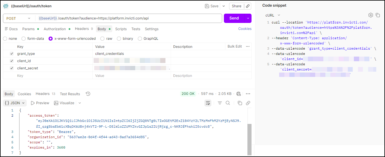 Get a bearer token for the next steps.