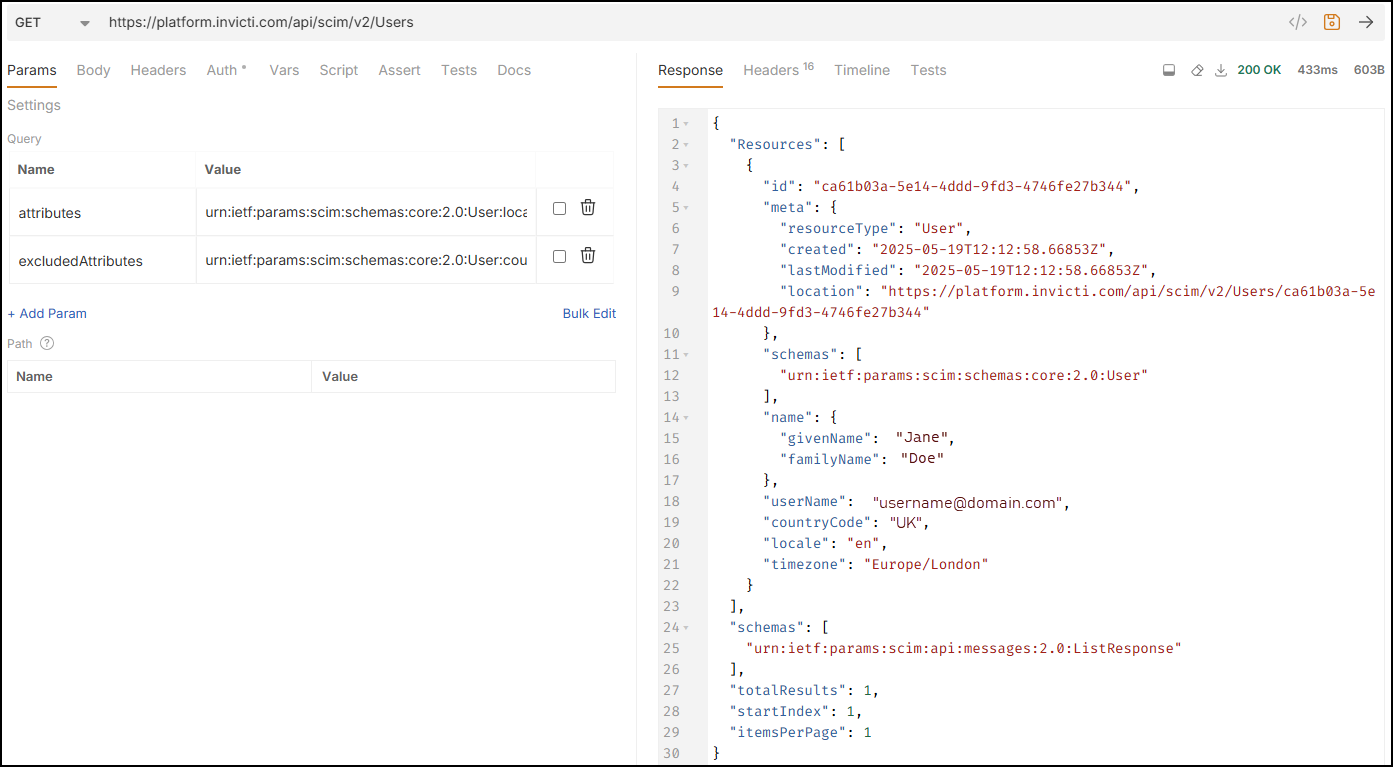 Get users endpoint showing a list of users in the response.