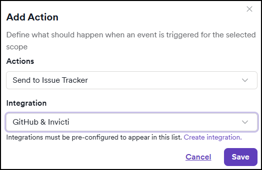 Send to issue tracker action.