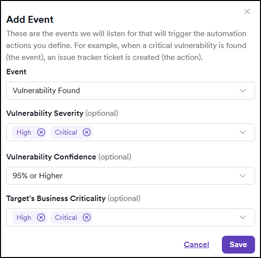Add event dialog with details.