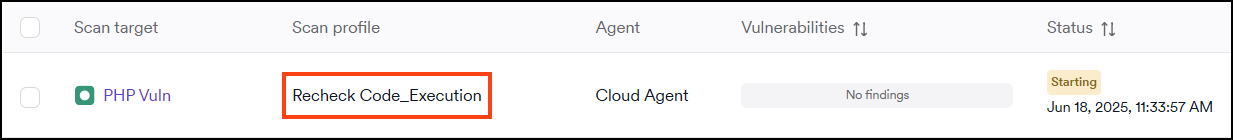 Retest vulnerability scan status.