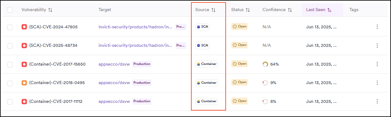 Filtered Mend vulnerabilities.